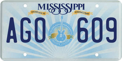 MS license plate AGO609
