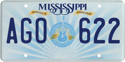 MS license plate AGO622