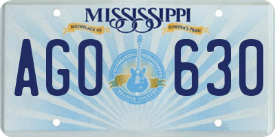 MS license plate AGO630