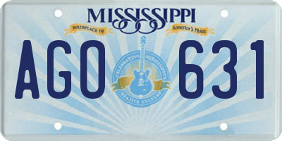 MS license plate AGO631
