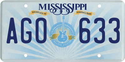 MS license plate AGO633