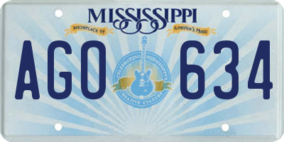 MS license plate AGO634