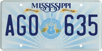MS license plate AGO635