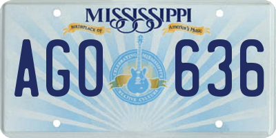 MS license plate AGO636