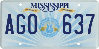 MS license plate AGO637