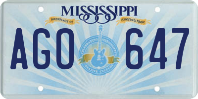 MS license plate AGO647