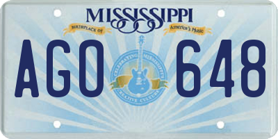 MS license plate AGO648