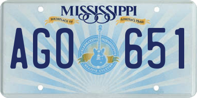 MS license plate AGO651