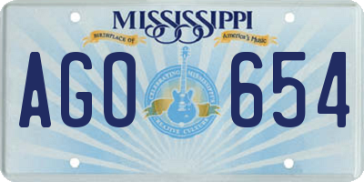 MS license plate AGO654