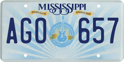 MS license plate AGO657