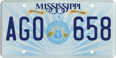MS license plate AGO658