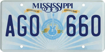 MS license plate AGO660