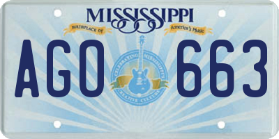 MS license plate AGO663