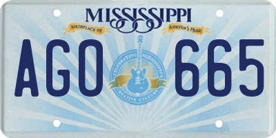 MS license plate AGO665