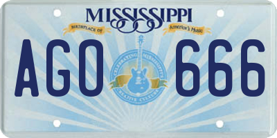MS license plate AGO666