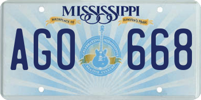 MS license plate AGO668