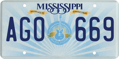 MS license plate AGO669