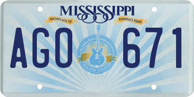 MS license plate AGO671