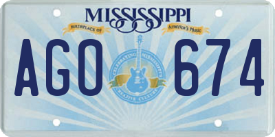 MS license plate AGO674