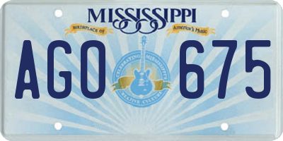 MS license plate AGO675