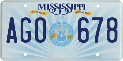 MS license plate AGO678