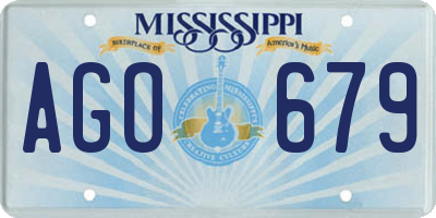 MS license plate AGO679
