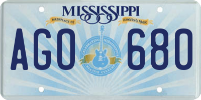 MS license plate AGO680