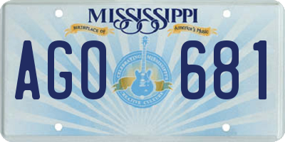 MS license plate AGO681