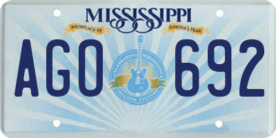 MS license plate AGO692