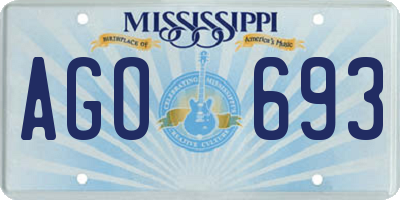 MS license plate AGO693