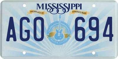 MS license plate AGO694