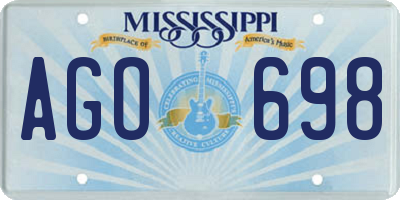 MS license plate AGO698