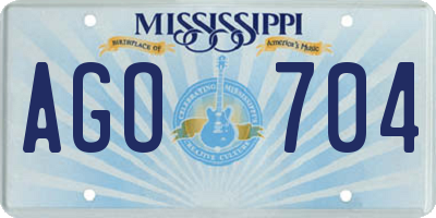 MS license plate AGO704
