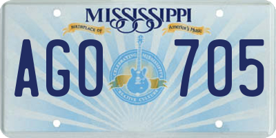 MS license plate AGO705