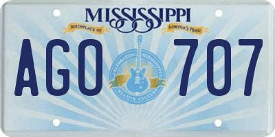 MS license plate AGO707