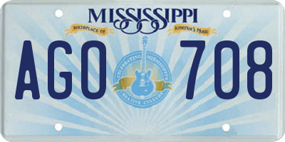 MS license plate AGO708