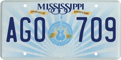 MS license plate AGO709