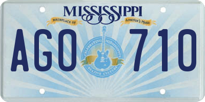 MS license plate AGO710