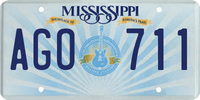 MS license plate AGO711