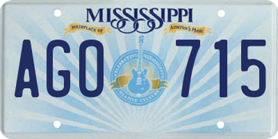 MS license plate AGO715