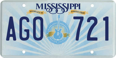 MS license plate AGO721