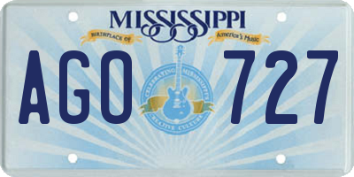 MS license plate AGO727