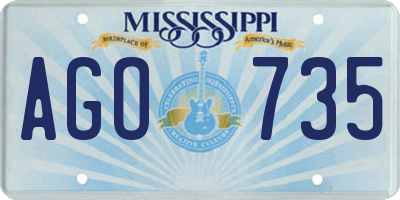 MS license plate AGO735