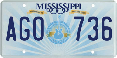 MS license plate AGO736