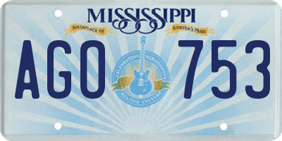 MS license plate AGO753