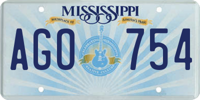 MS license plate AGO754