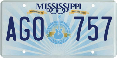 MS license plate AGO757