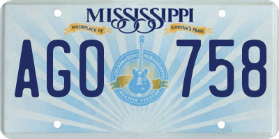 MS license plate AGO758