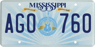 MS license plate AGO760