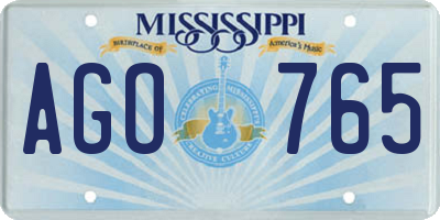 MS license plate AGO765